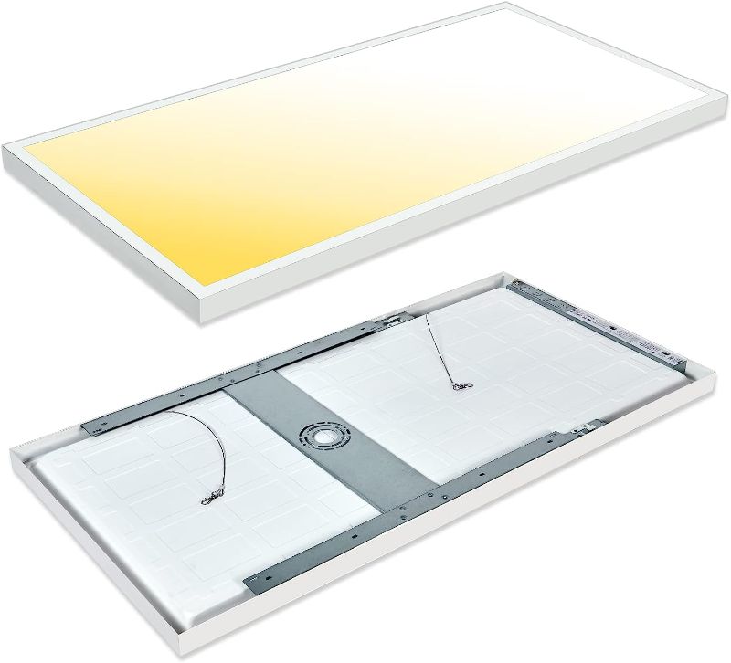 Photo 1 of  2x4 FT LED Flat Panel Light Surface Mount 5000K-4000K-3000K Switchable & 0-10V Dimmable, 30W-40W-50W Selectable Flush Mount Ceiling Light 24x48 inch, ETL Listed, 100-