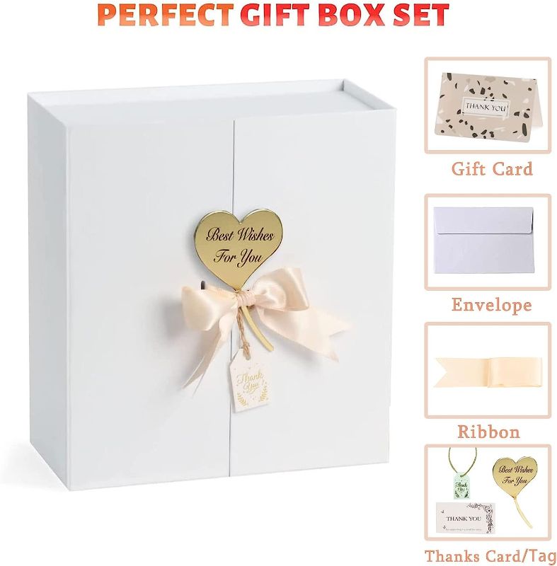 Photo 1 of (ONLY 1)Gift Boxes with Lids 2 Pack, 14.5"x10"x4.5" Large White Gift Box with Ribbon Card Fancy Gift Wrap Boxes for Wrapping Presents Festival Anniversary, Birthday Weddings,Bridesmaid Proposal Box
