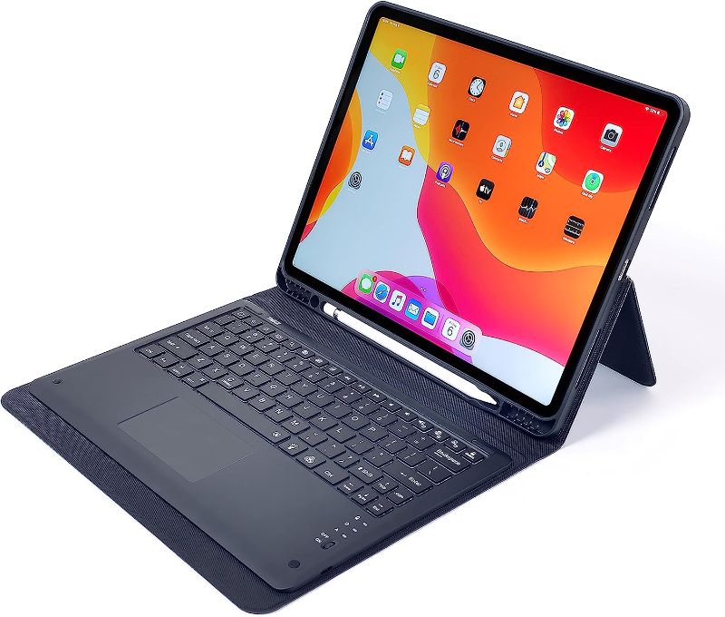 Photo 1 of Touchpad iPad Pro 12.9 Case with Keyboard (2022 6th Gen/2021 5th Gen/2020 4th-Gen/2018 3rd-Gen), Detachable Backlit Keyboard with Any Angle Kickstand, Click-Anywhere Trackpad, Pencil Holder