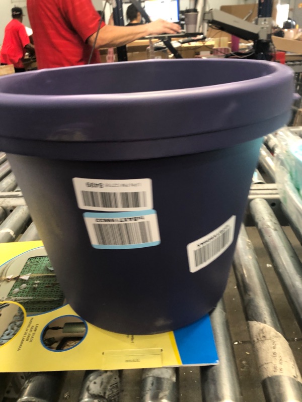 Photo 1 of 2 OF- The HC Companies 16 Inch Round Prima Planter - Plastic Plant Pot with Rolled Rim for Indoor Outdoor Plants Flowers Herbs, Twilight Blue Twilight Blue 16"