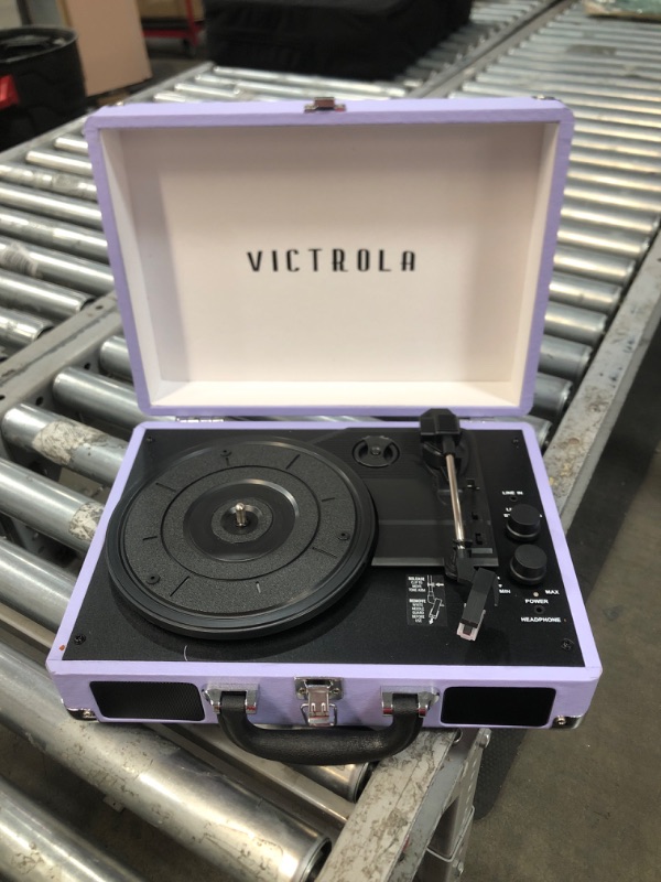 Photo 2 of Victrola Vintage 3-Speed Bluetooth Portable Suitcase Record Player with Built-in Speakers | Upgraded Turntable Audio Sound | Lavender (VSC-550BT-LVG)