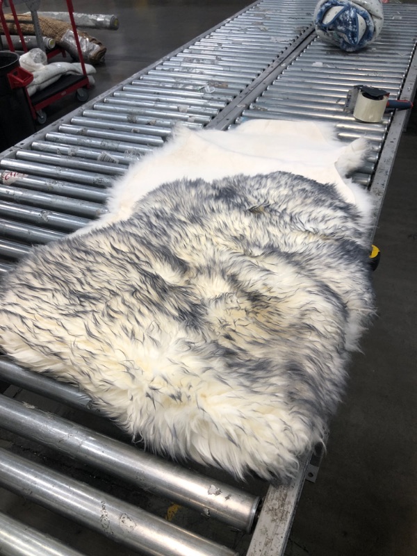 Photo 1 of 6'x2' Fur Rug White/Grey 