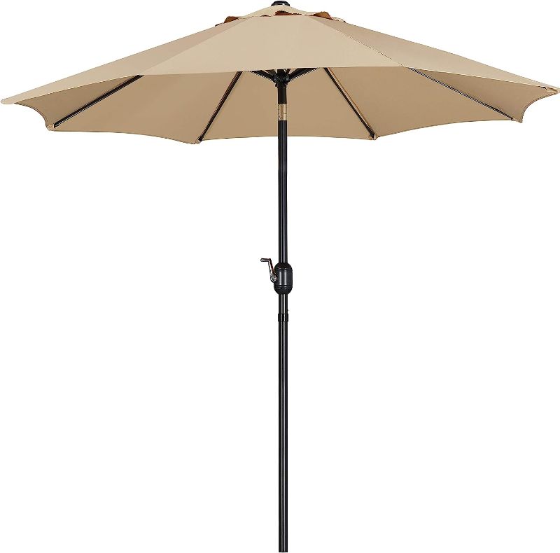 Photo 1 of **INCOMPLETE*** Yaheetech 9FT Patio Umbrella Outdoor Umbrella Patio Yard Market Table Umbrella with Push Button Tilt & Crank for Garden/Beach/Lawn/Deck/Backyard/Pool, 8 Ribs, Tan
