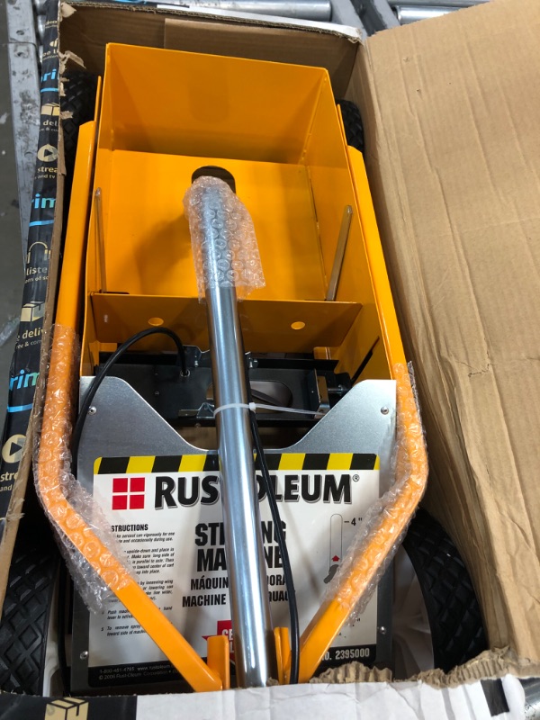 Photo 1 of Rust-Oleum 2395000 High-Performance Striping Line Marking Machine, 9" x 27.5", Yellow & 2548838 Professional Inverted Striping Spray Paint, 18 oz, Yellow
