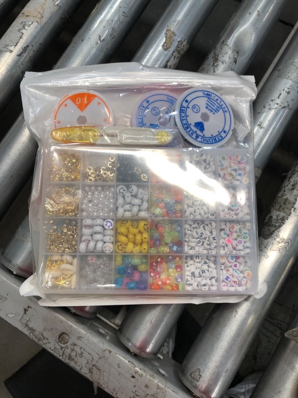 Photo 2 of 6000 Pcs Clay Beads for Jewelry Making, 24 Colors Flat Polymer Beads with Smiley Face and Complete Alphabet Beads Kit