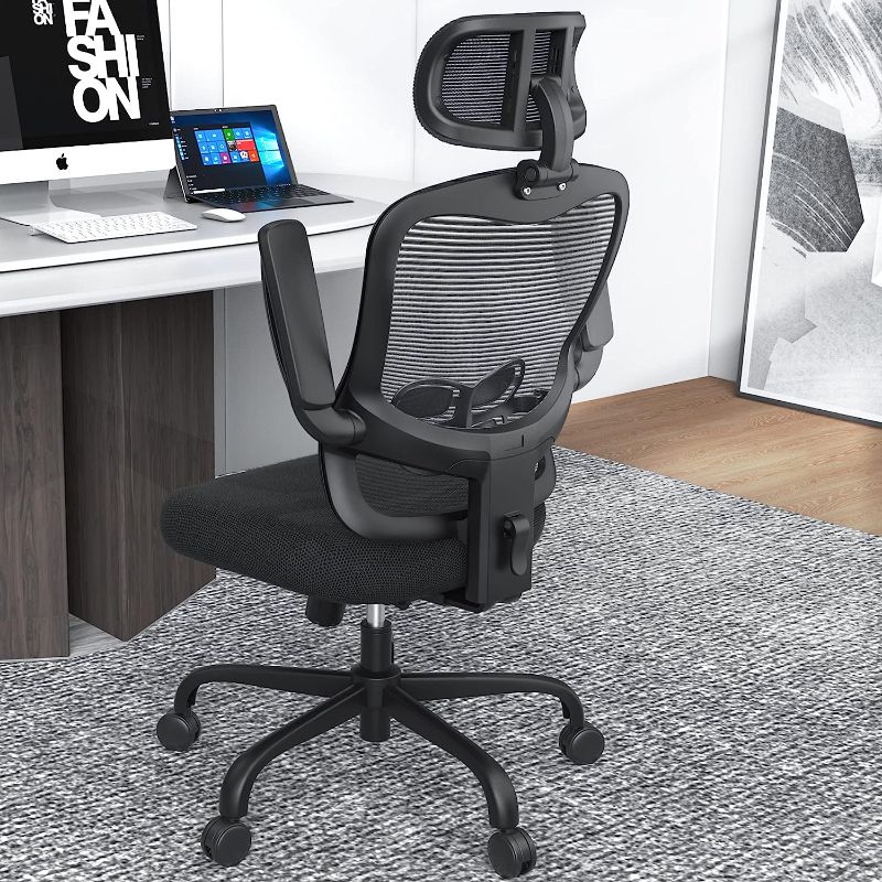 Photo 1 of StayNow Ergonomic Office Desk Chair - Mesh Office Chair with Flip up Arms & Adjustable Back Height - Comfortable Computer Task Chairs with Lumbar Support for Small Spaces