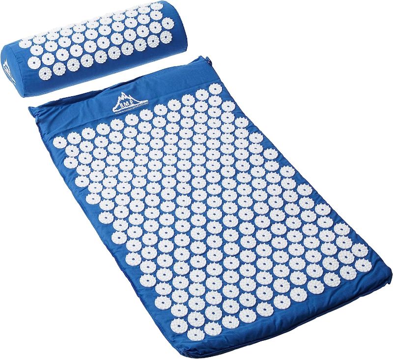 Photo 1 of Black Mountain Products Acupressure Mat with Pillow & Carrying Bag - Acupressure Mat for Trigger Point Massage Therapy, Blue
