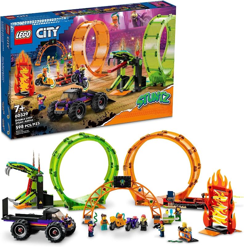 Photo 1 of ***PARTS ONLY NOT FUNCTIONAL***LEGO City Stuntz Double Loop Stunt Arena 60339 Building Toy Set for Boys, Girls, and Kids Ages 7+ (598 Pieces)
