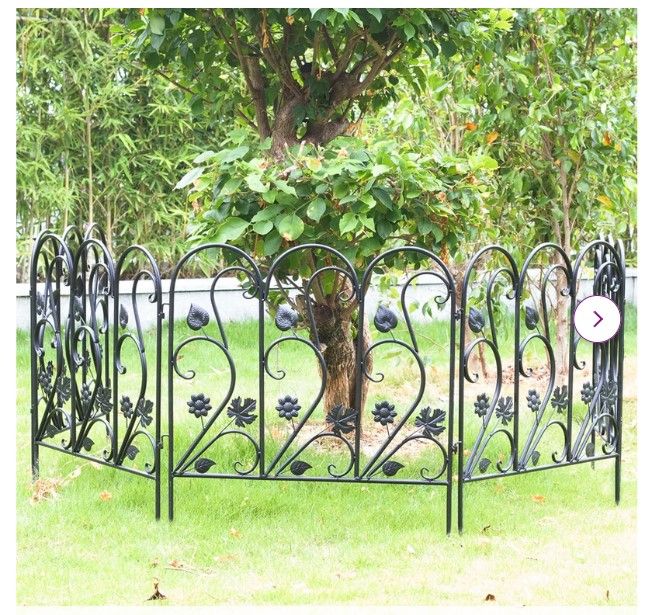 Photo 1 of 24.3'' H x 23.4'' W Black Metal Fencing with 5 Panel(s) Included (Part number: XJJ290) (Set of 5)