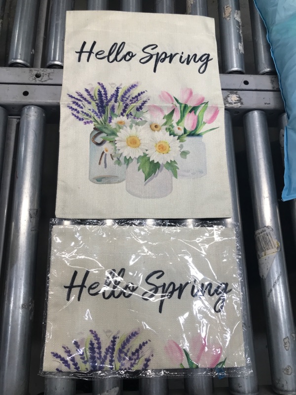 Photo 1 of 2PK- HELLO SPRING GARDEN FLAG  SMALL 