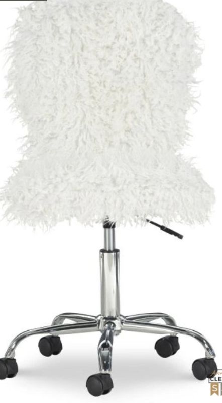 Photo 1 of Linon Langford White Faux Flokati Office Chair
