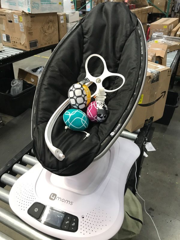 Photo 2 of 4moms MamaRoo4 Multi-Motion Baby Swing + Safety Strap Fastener, Bluetooth Baby Swing with 5 Unique Motions, Black Classic
