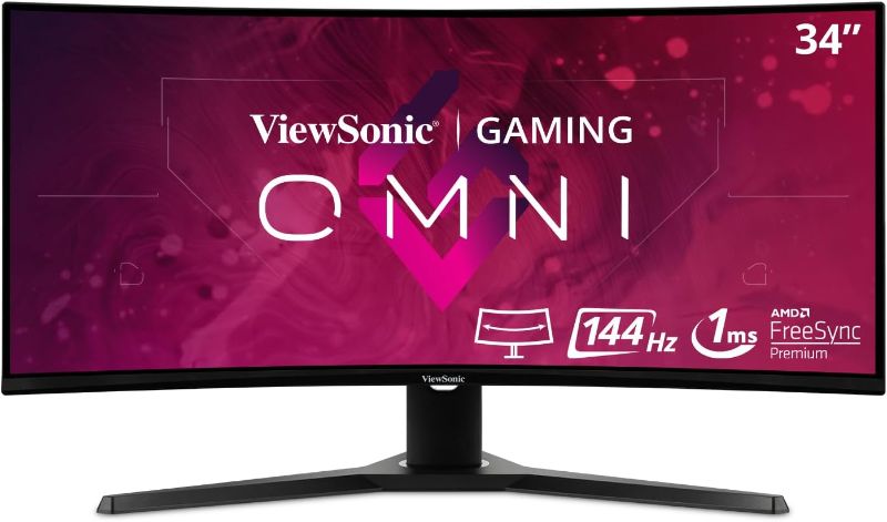 Photo 1 of ***Missing Power Cord***ViewSonic OMNI VX3418-2KPC 34 Inch Ultrawide Curved 1440p 1ms 144Hz Gaming Monitor