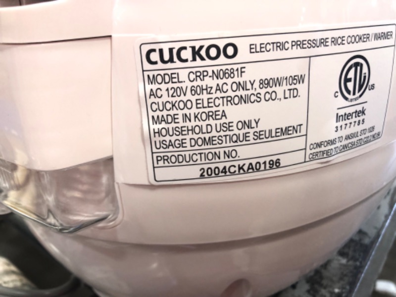 Photo 3 of Cuckoo CRP-N0681F 6 Cups Electric Rice Cooker, 110v, Red