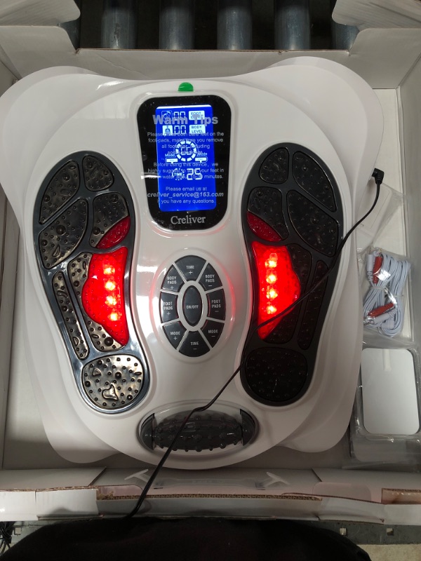 Photo 2 of Foot Stimulator (FSA HSA Eligible) with EMS TENS for Pain Relief and Circulation, Electric Feet Legs Massagers Machine for Neuropathy and Plantar Fasciitis, Nerve Muscle Stimulator with Electrode Pads White