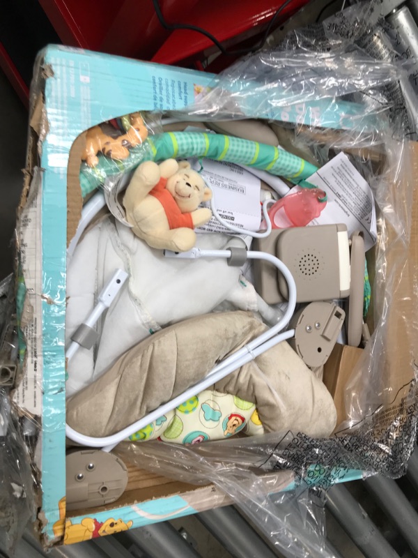 Photo 2 of ***MISSING PARTS***Bright Starts Winnie the Pooh Dots & Hunny Pots Baby Bouncer with Vibrating Infant Seat, Music & 3 Playtime Toys, 23x19x23 Inch

