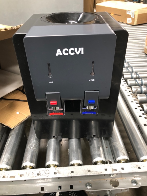Photo 1 of ACCVI Premium Countertop Water Cooler Dispenser, Holds 3 or 5 Gallon Jug, Top Loading, Hot and Cold Water, Child Safety Lock, Compact Design Ideal For Homes, Kitchens, Offices, Dorms, Black