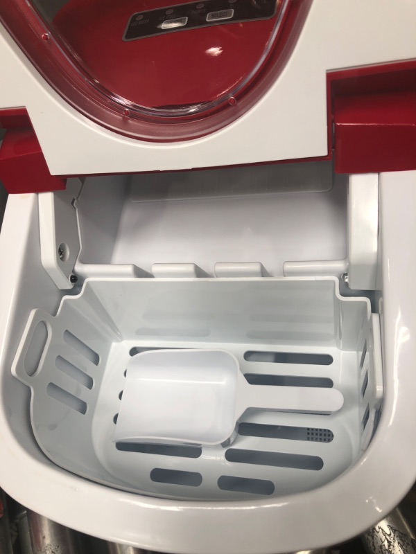 Photo 3 of *** POWERS ON *** Frigidaire EFIC108-RED Compact Ice Maker (Red) Red Ice Maker
