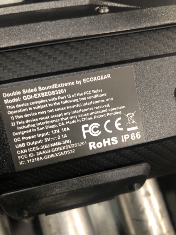 Photo 2 of ECOXGEAR SoundExtreme SEDS32 Double-Sided Amplified Powersports 11 Speaker Bluetooth Soundbar Waterproof Sandproof with LED Lighting 500 Watts of Peak Power