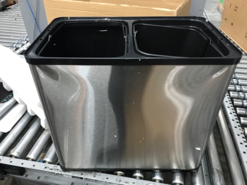 Photo 5 of **DAMAGE**iTouchless Stainless Steel Dual-Compartment (8 Gallon Each) 60 Liter Kitchen Garbage Waste Solution 16 Gallon Touchless Sensor Trash Can/Recycle Bin