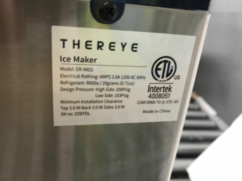 Photo 3 of **NOT FUNCTIONAL**Thereye Countertop Nugget Ice Maker, Pebble Ice Maker Machine, 30lbs Per Day, 2 Ways Water Refill, 3Qt Water Reservoir & Self-Cleaning, Stainless Steel Finish Ice Machine for Home Office Bar Party