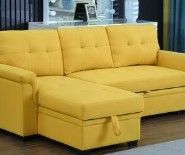 Photo 1 of 3 OF 3 Lilola Home Linen Sleeper Sectional Sofa with Storage Chaise, Yellow
