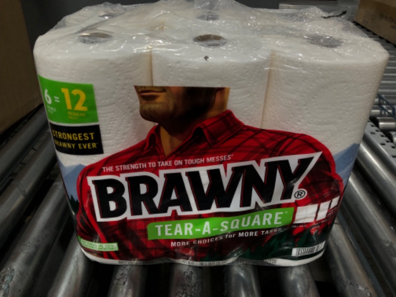 Photo 2 of Brawny® Tear-A-Square® Paper Towels, 6 Double Rolls = 12 Regular Rolls 12 Count (Pack of 1)