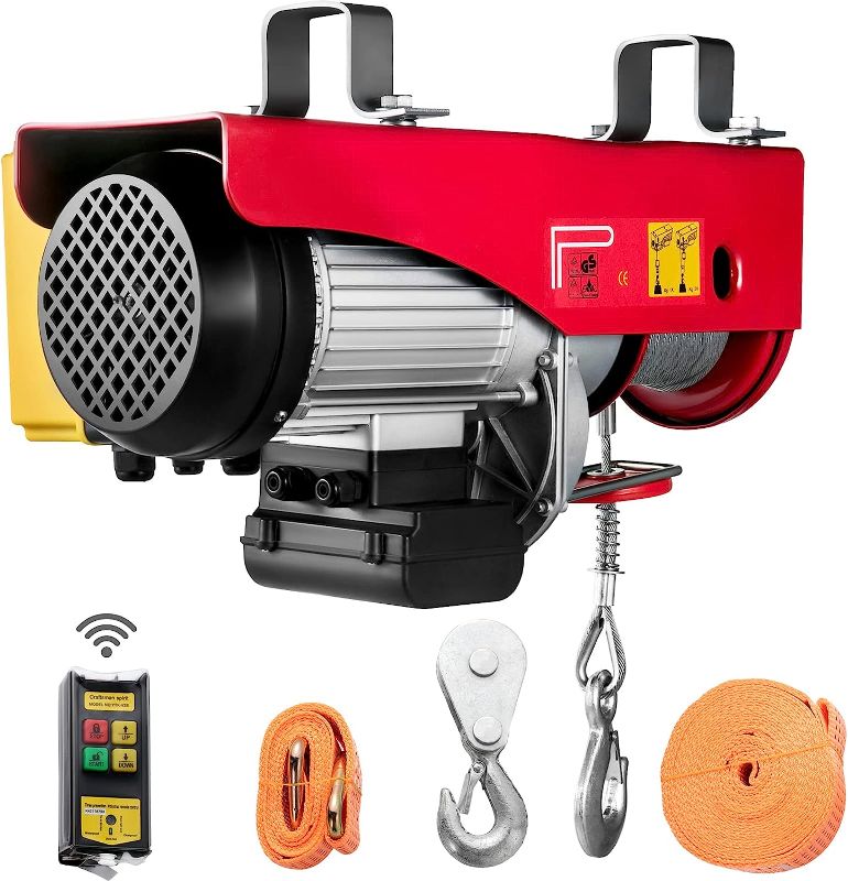 Photo 1 of VEVOR Electric Hoist, 2200LBS Electric Winch, Steel Electric Lift, 110V Electric Hoist With Wireless Remote Control & Single/Double Slings For Lifting In Factories, Warehouses, Construction Site
