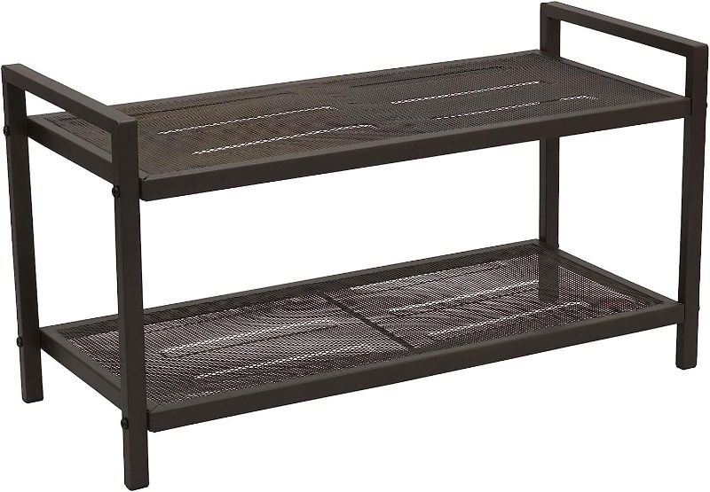 Photo 1 of *Missing hardware** Household Essentials 2-Tier Brown Metal Shoe Rack Expresso
