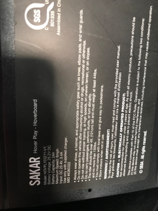 Photo 5 of **item turns on**one side works fine**the other does not**sold for parts or repair**
Sonic the Hedgehog Hoverboard with Light Up Wheels Hover Play, 3 Mile Range, 