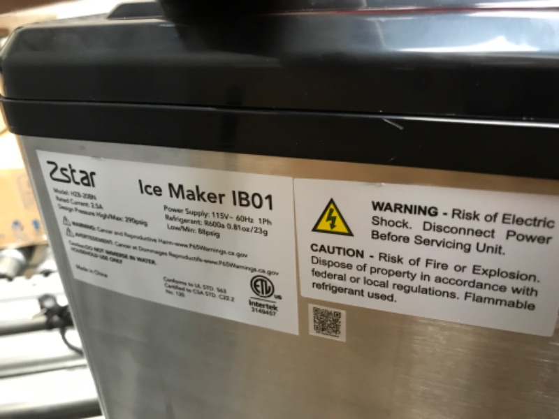 Photo 3 of **PARTS ONLY, NON-FUNCTION** Countertop Nugget Ice Maker, Zstar Pebble Ice Maker with 44 Lbs Output, Silver (HZB-20BN)