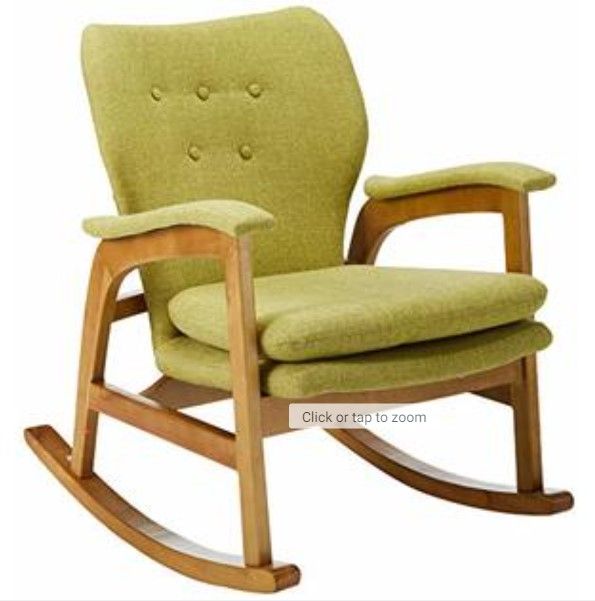 Photo 1 of **FOR PARTS OR REPAIR**
Christopher Knight Home Brannt Mid-Century Fabric Rocker, Muted Green / Light Walnut
