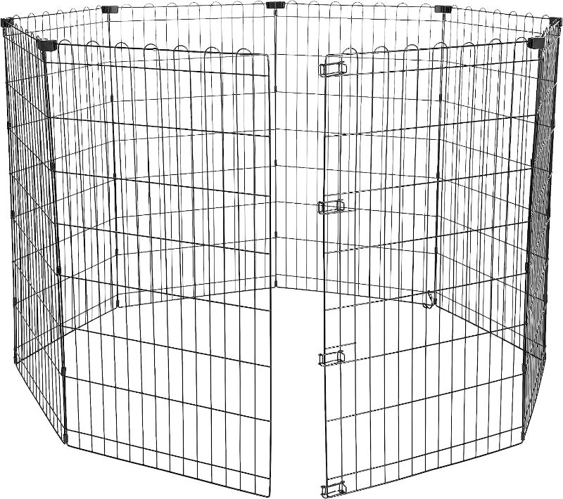 Photo 1 of **PREV OWNED** Amazon Basics Foldable Square Metal Exercise Pet Play Pen 24" Blackl
