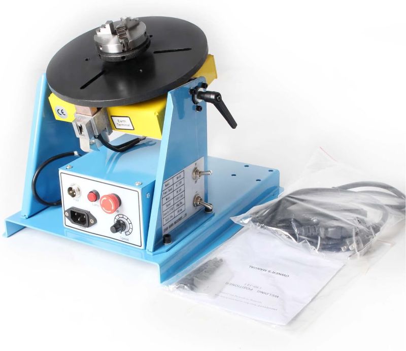 Photo 1 of  Rotary Welding Positioner Turntable Table, LEHUNDI HD10 110V 0 to 90° Welding Positioner Positioning Turntable Rotational Speed 2-20 r/min Portable Welder Positioner Turntable Machine
