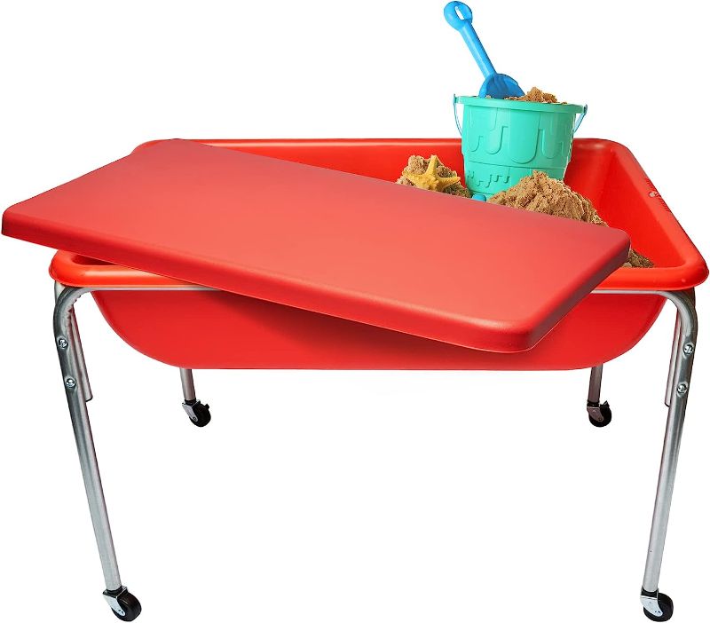 Photo 1 of Children's Factory, 1135-24, Large Sensory Table & Lid, Kids Playroom & Classroom Autism Activity, Daycare or Preschool Learning Activities, 24"H, Red
