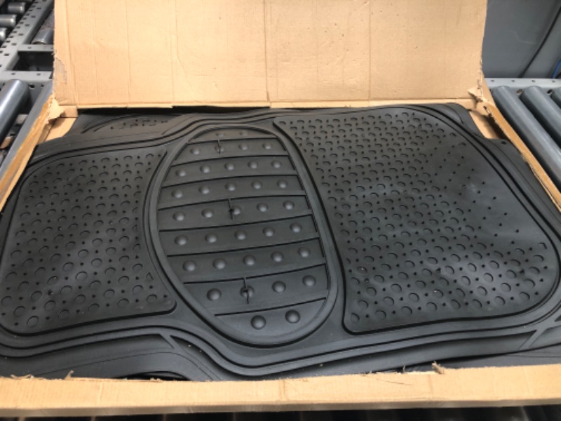 Photo 2 of Automotive Floor Mats Black Climaproof for All Weather Protection Universal Fit Heavy Duty Rubber fits Most Cars, SUVs, and Trucks (Full Set Trim to Fit) FH Group F11500BLACK