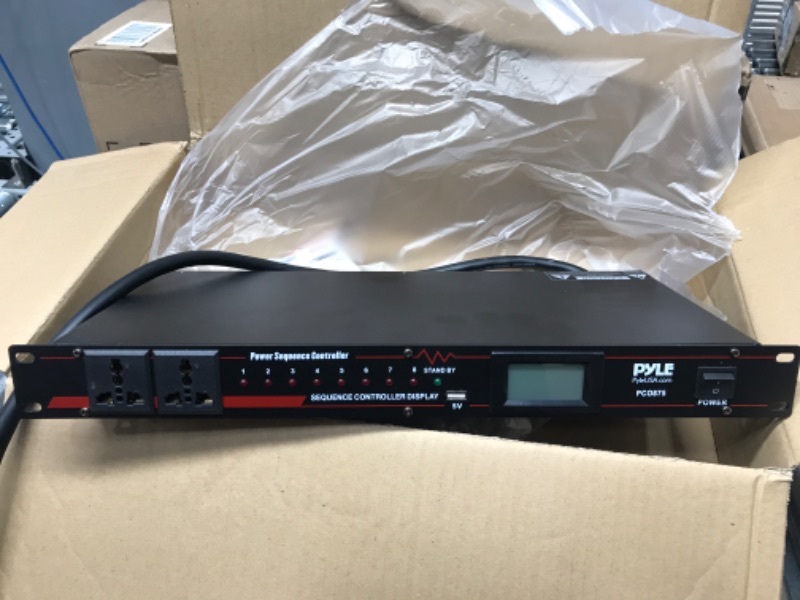 Photo 1 of 10 Outlet Power Sequencer Conditioner - 13 Amp 2000W Rack Mount Pro Audio Digital Power Supply Controller Regulator w/Voltage Readout, Surge Protector, for Home Theater Stage/Studio Use - Pyle PCO875