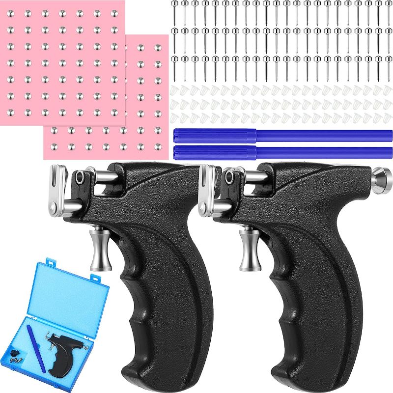 Photo 1 of 200 Pcs Ear Piercing Kit Self Earring Nose Piercing Gun Set Include Ear Piercing Gun, Silver Stud Earrings, Marker Pen and Hole Plugs Reusable Body Navel Lip Piercing Machine Tool for Salon Home Use
