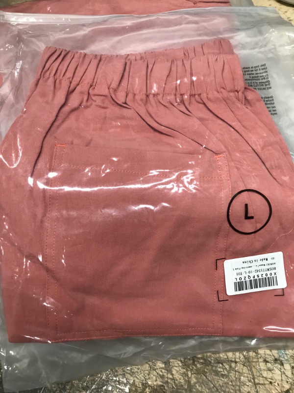 Photo 1 of ROSKIKI Womens Summer Casual Drawstring Elastic Waist Comfy Pure Color Shorts with Pockets LARGE
