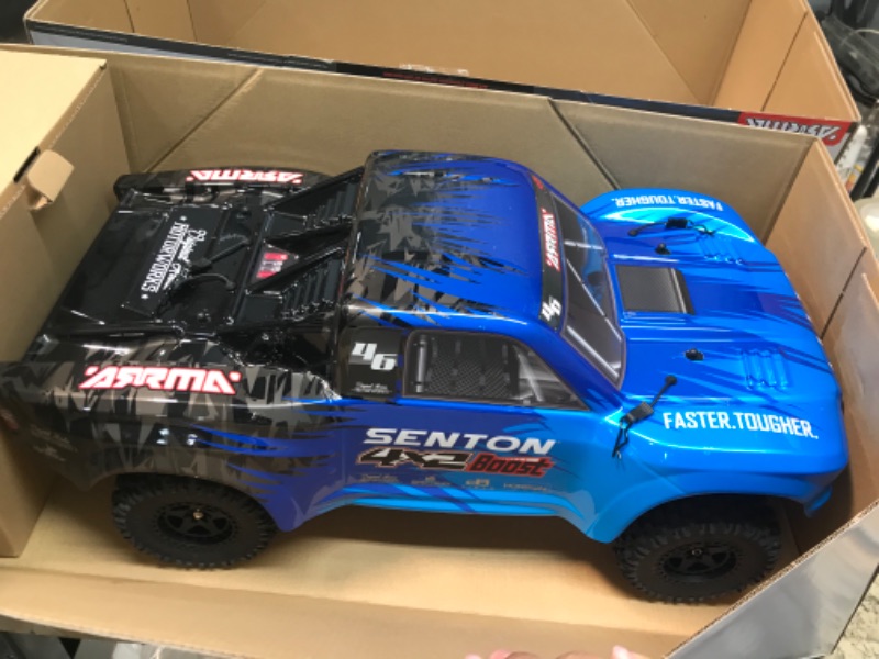 Photo 5 of ARRMA RC Truck 1/10 SENTON 4X2 Boost MEGA 550 Brushed Short Course Truck RTR with Battery & Charger, Blue, ARA4103SV4T2