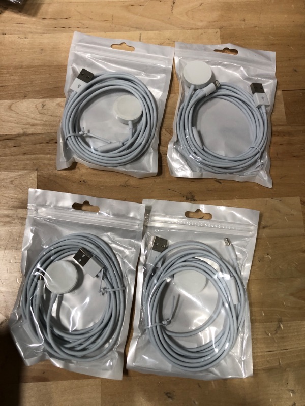 Photo 2 of **BUNDLE OF 4**  GRM NPD 2 in 1 Watch and Phone Charger Cables,Fast Magnetic, Charging Cord Compatible with Apple Watch and iPhone,Pods,pad