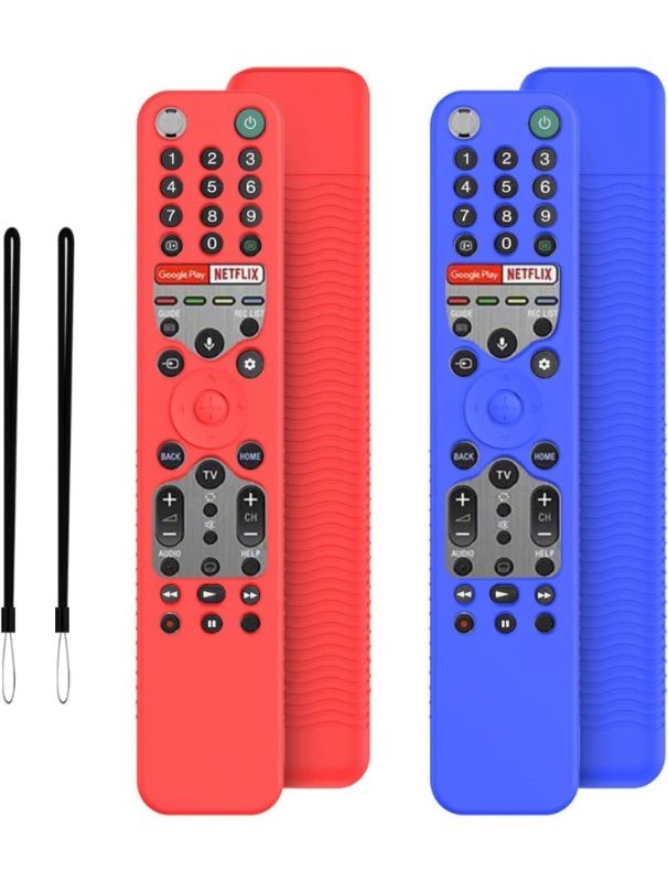 Photo 1 of TOLUOHU 2 Pack Remote Cover for Sony RMF-TX600U RMF-TX500U Remote Control, Sony Remote Cover Case,Smart TV Remote Sleeve Holder Skin Battery Protector with Lanyard(Red+Blue