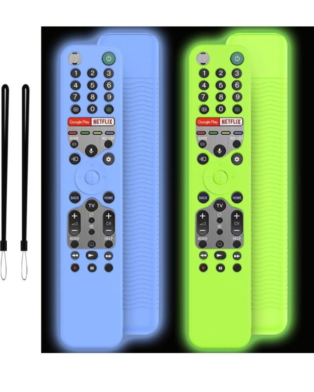 Photo 1 of TOLUOHU 2 Pack Remote Cover for Sony RMF-TX600U RMF-TX500U Remote Control, Sony Remote Cover Case,Smart TV Remote Sleeve Holder Skin Battery Protector with Lanyard Glow in Dark(Glow Blue+Glow Green