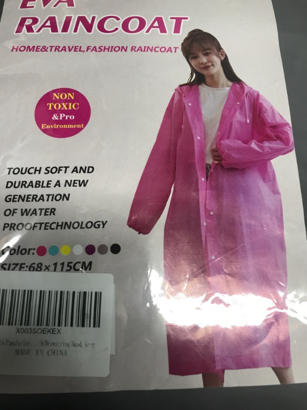 Photo 1 of  Rain Poncho for Adults, Emergency Raincoats Transparent Waterproof with Drawstring Hood
