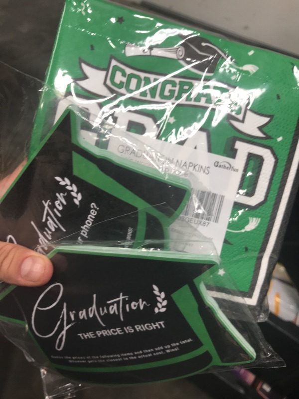 Photo 1 of Graduation Party Disposable Paper Napkins for College High School Graduation 3-Ply 50 Pack ?green and black?guessing game