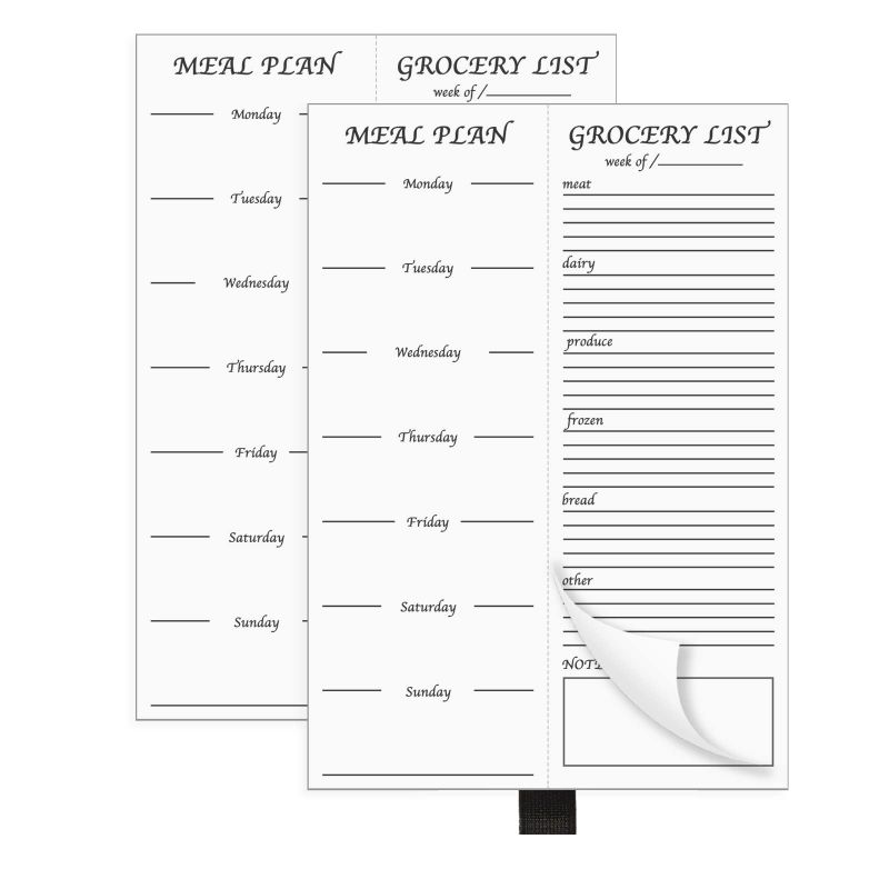 Photo 1 of 2pack-120 Sheets Meal Plan Magnetic Grocery List Magnet Pad for Fridge Magnetic Notepads for Refrigerator with Pen Pouch for Refrigerator ?7x10 Inches?