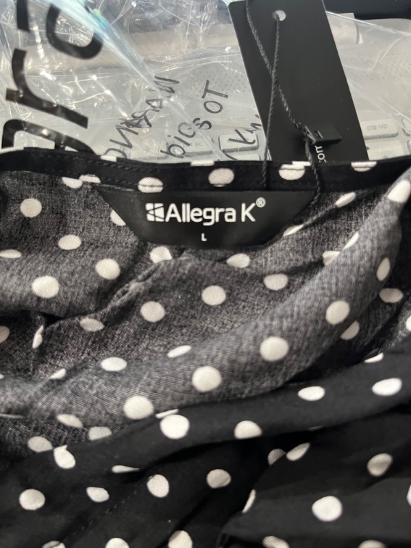 Photo 2 of Allegra K Women's Polka Dots V Neck Dress Large- Black