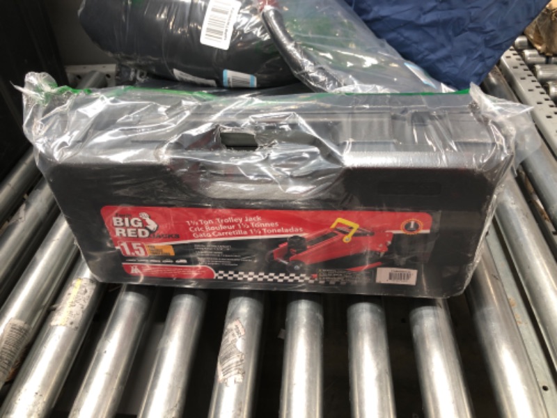 Photo 2 of BIG RED TAM820014S Torin Hydraulic Trolley Service/Floor Jack with Blow Mold Carrying Storage Case, 1.5 Ton (3,000 lb) Capacity, Red 1.5 Ton with Storage Case