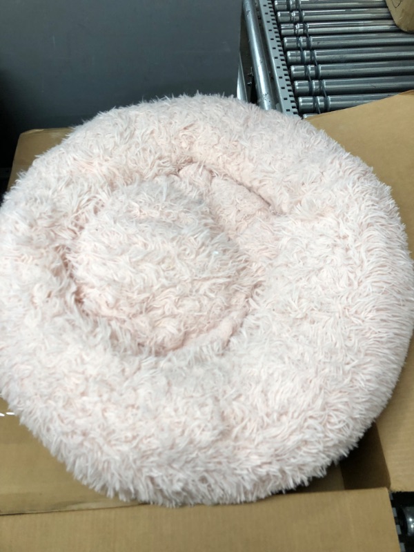 Photo 2 of *COLOR MAY VARY** TEMWIN Cat/Dog Beds for Small Dogs, Calming Cushion Round Donut Dog Bed, Plush Dog Bed with Machine Washable, Anti-Slip, Pink
