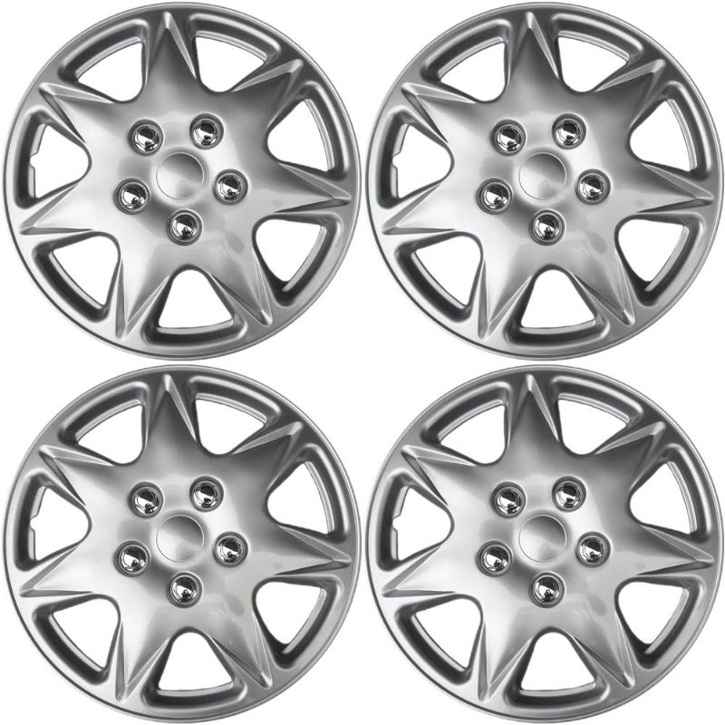 Photo 1 of 17 inch Hubcaps Best for 2005-2006 Chrysler Pacifica - (Set of 4) Wheel Covers 17in Hub Caps Silver Rim Cover - Car Accessories for 17 inch Wheels - Snap On Hubcap, Auto Tire Replacement Exterior Cap
